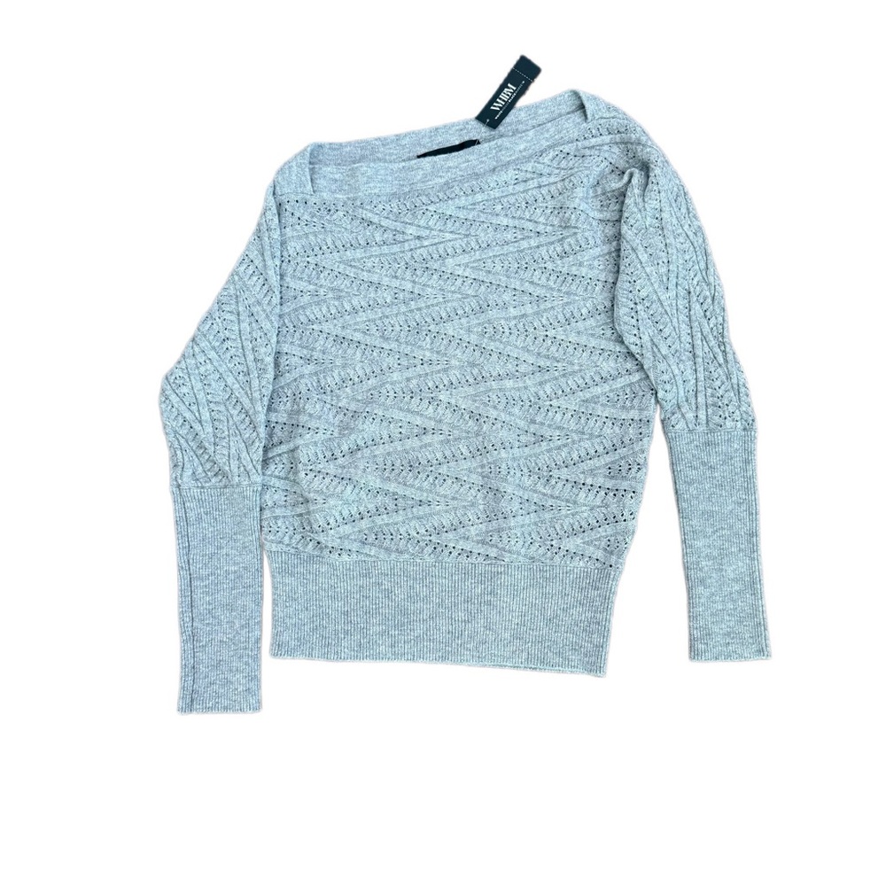 WHBM Off-Shoulder Lightweight Sweater Light Gray NWT